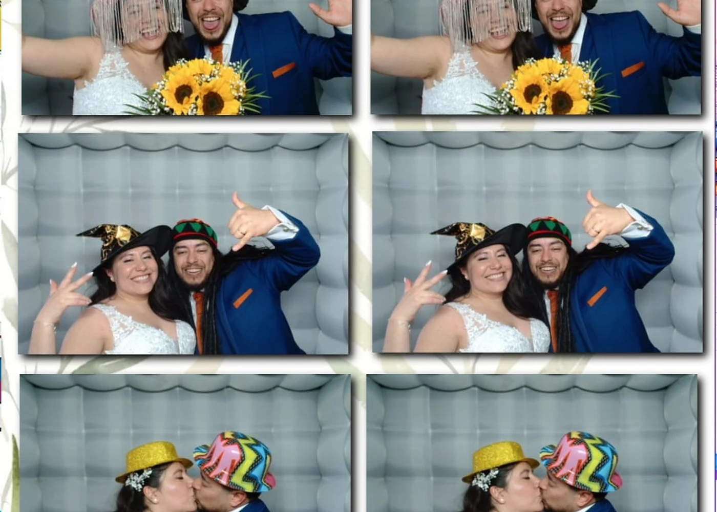 Tira de fotografías reales obtenidas con la cabina fotográfica en un matrimonio